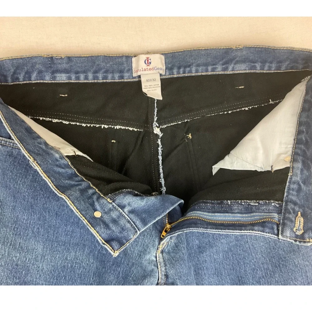 Insulated‎ Gear Mens Jeans 40x32 (fits 40x31) Blue Fleece Lined Denim Work Pants